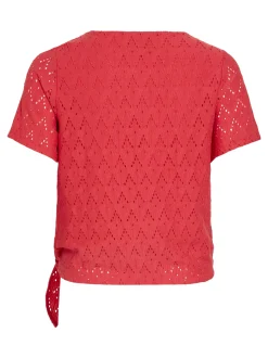 Vila Damen T-Shirt - VIAmalina in rot - Ärmel: kurzarm