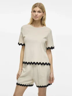 Vila Damen T-Shirt - VICalisa in sand schwarz
