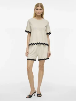 Vila Damen T-Shirt - VICalisa in sand schwarz