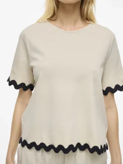 Vila Damen T-Shirt - VICalisa in sand schwarz