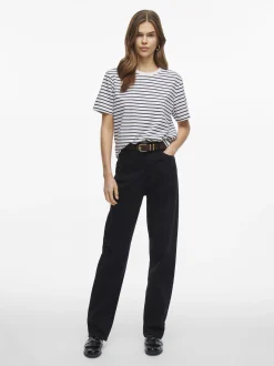 Vila Damen T-Shirt - VINora in weiß schwarz