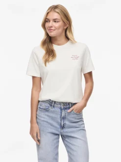 Vila Damen T-Shirt - VISybilla Cherry in weiß himbeer