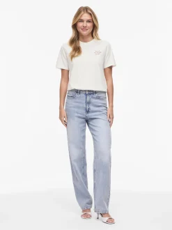 Vila Damen T-Shirt - VISybilla Cherry in weiß himbeer
