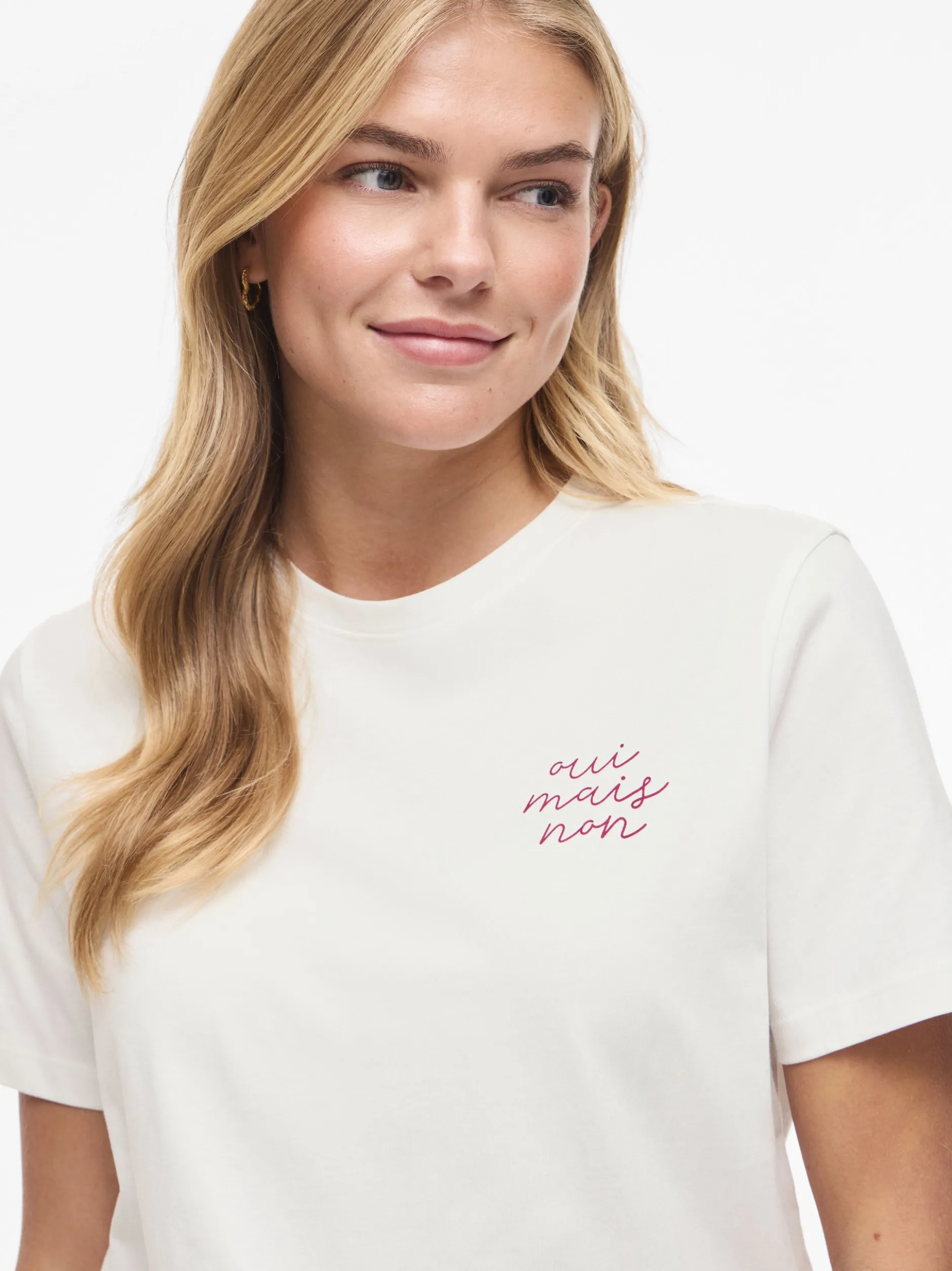 Vila Damen T-Shirt - VISybilla Cherry in weiß himbeer