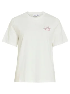 Vila Damen T-Shirt - VISybilla Cherry in weiß himbeer