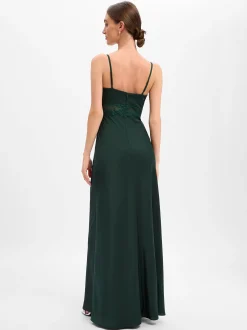VM Damen Abendkleid in tanne - Ausschnitt: V-Ausschnitt