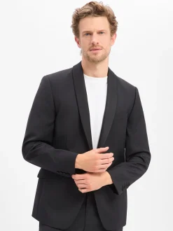 Wilvorst Herren Baukasten-Smoking-Sakko mit Wolle in schwarz