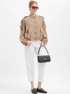 Y.A.S Damen Blouson - YASRina in taupe - Ärmel: langarm