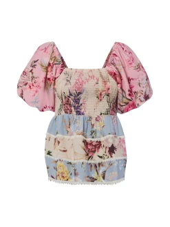 Y.A.S Damen Blusentop - YASMessa in rosa hellblau