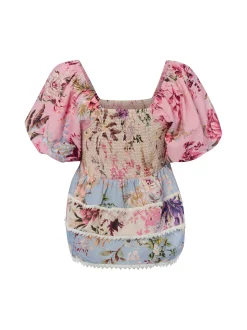 Y.A.S Damen Blusentop - YASMessa in rosa hellblau