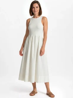 Y.A.S Damen Trägerkleid - YASMiri in ecru - Länge: lang