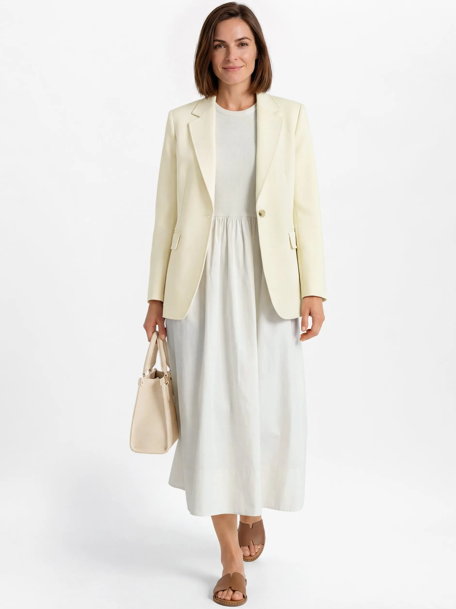 Y.A.S Damen Trägerkleid - YASMiri in ecru - Länge: lang