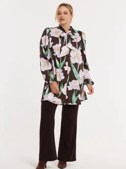 YOEK Damen Bluse in braun mehrfarbig