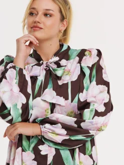 YOEK Damen Bluse in braun mehrfarbig