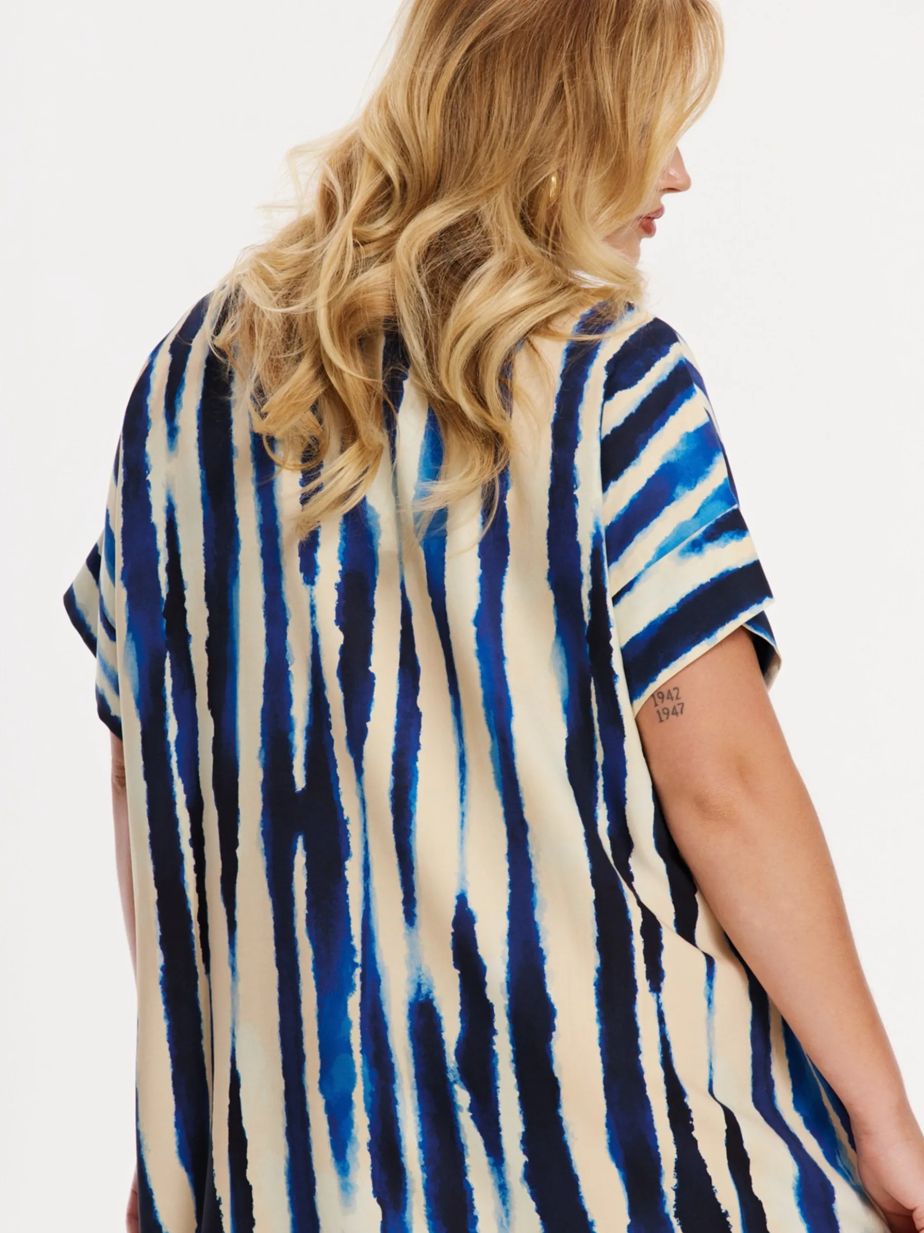YOEK Damen Kaftan in blau beige
