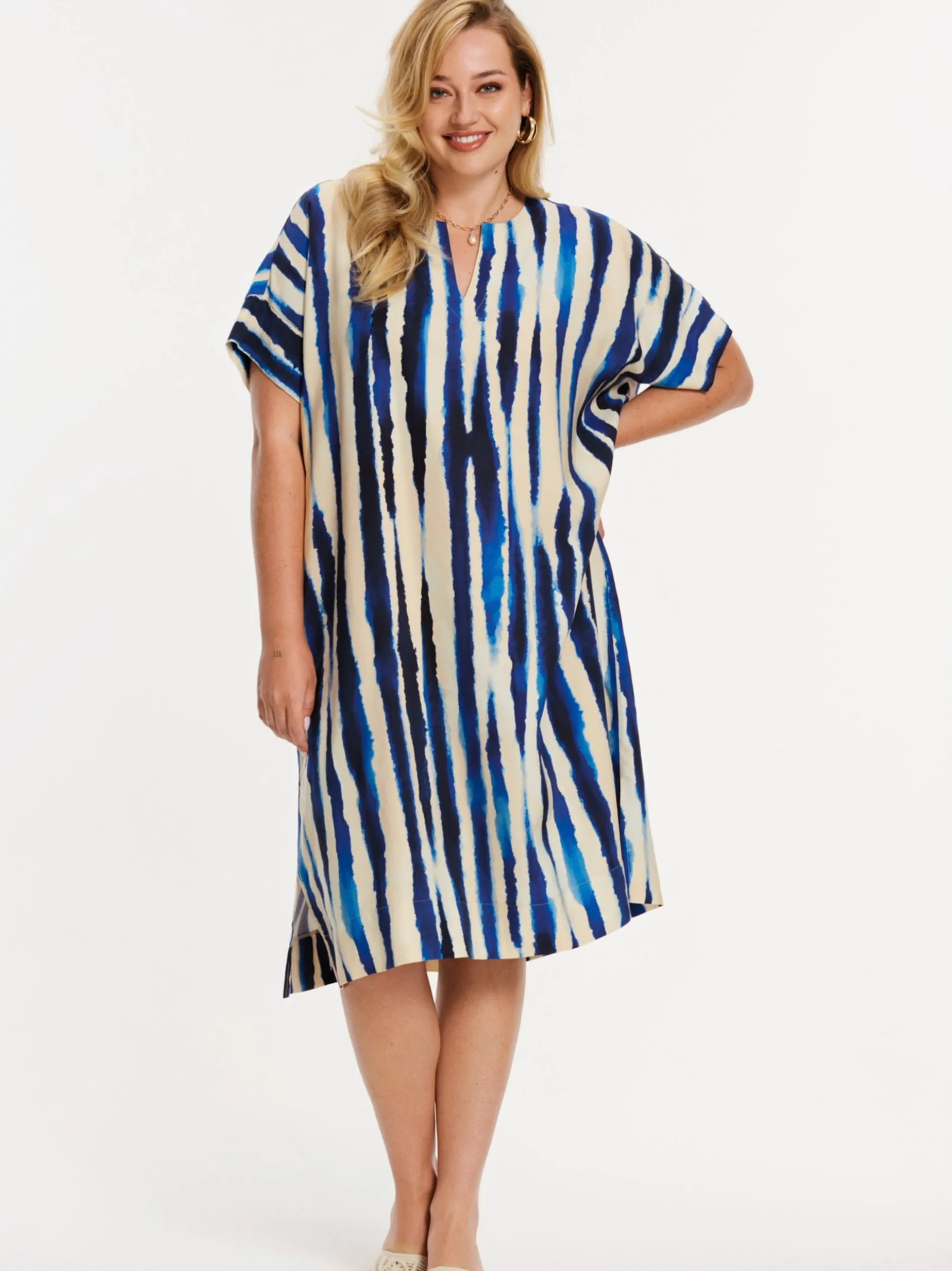 YOEK Damen Kaftan in blau beige