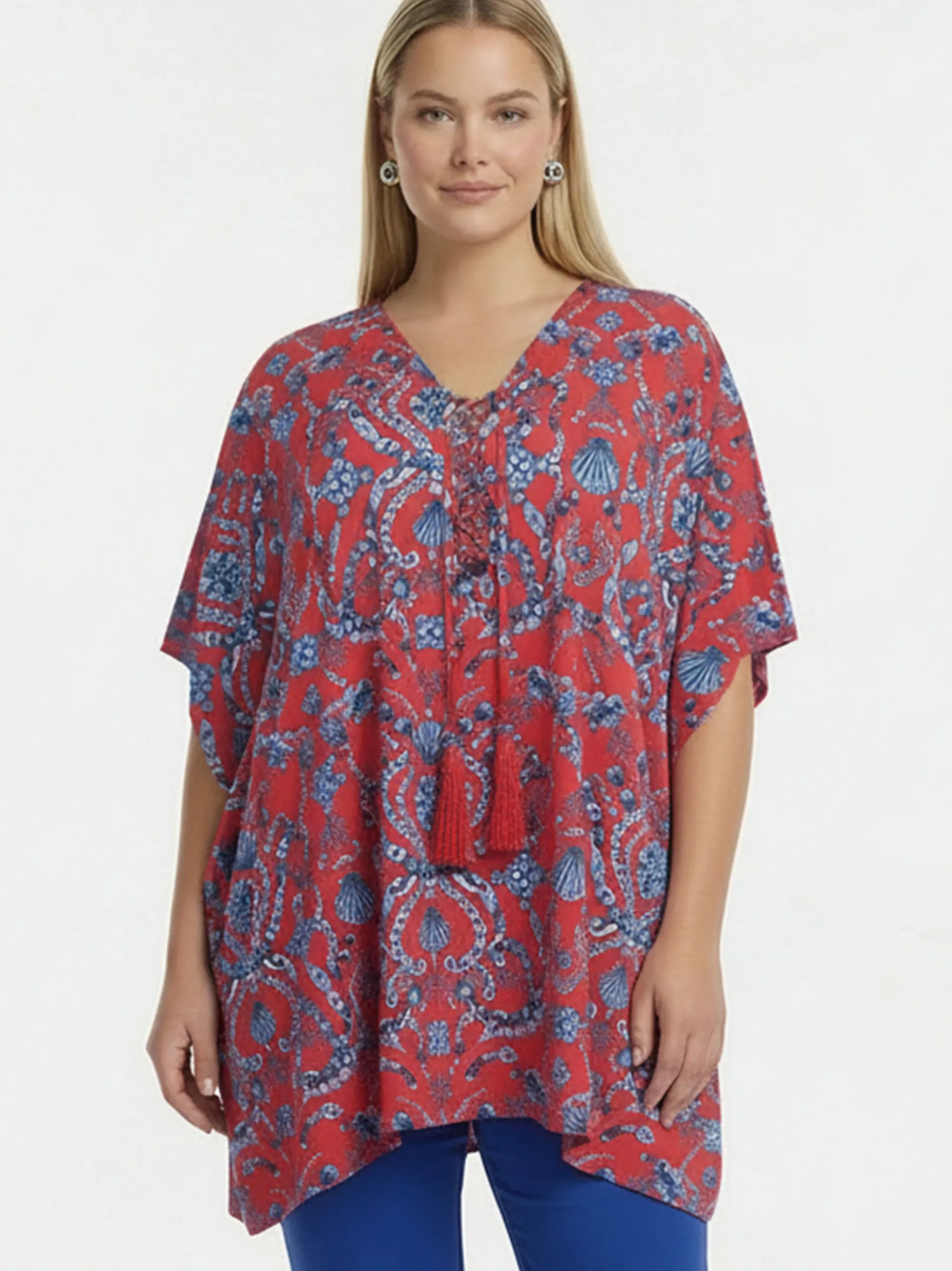 YOEK Damen Kaftan in rot