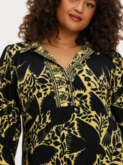 YOEK Damen Kleid in schwarz gelb