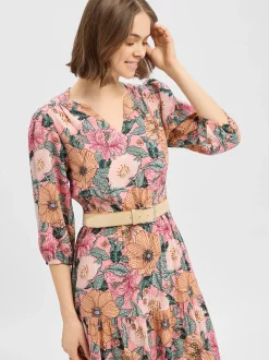 zero Damen Kleid in altrosa mehrfarbig - Ärmel: Halbarm
