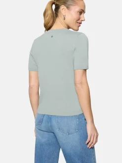 zero Damen Kurzarmpullover in silber blau