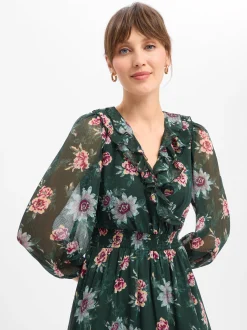 zero Damen Maxikleid in tanne mehrfarbig - Länge: lang