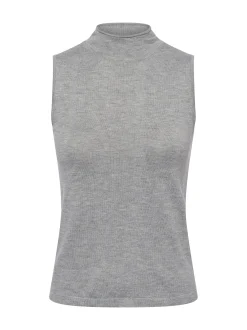 zero Damen Stricktop in hellgrau - Ärmel: ohne Arm
