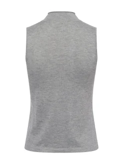 zero Damen Stricktop in hellgrau - Ärmel: ohne Arm