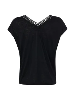zero Damen T-Shirt in schwarz - Ausschnitt: V-Ausschnitt