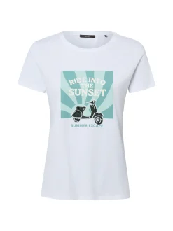 zero Damen T-Shirt in weiß mint - Ausschnitt: Rundhals